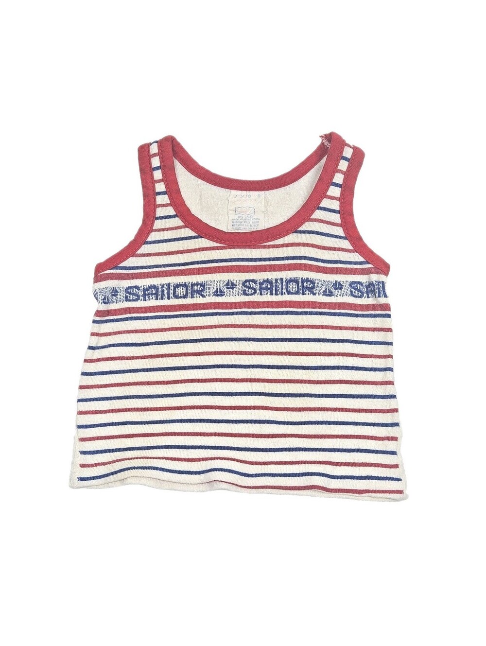 Vintage 1970s Baby Sailor Tank Top Shirt 6 9 Months Cotton Single Stitch Retro